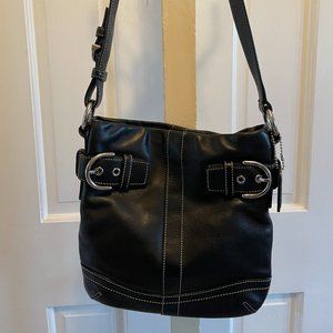 Vintage Coach Black Leather Shoulder Bag G05S-1453